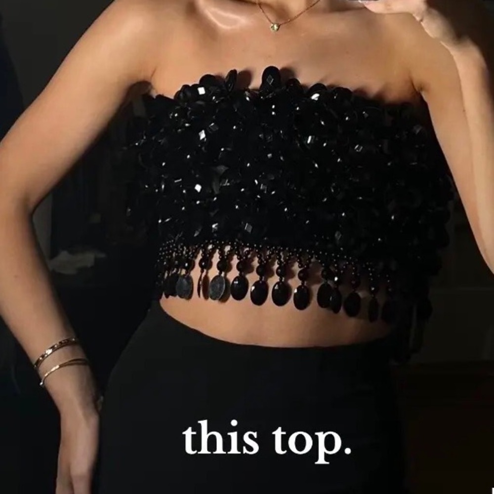 In search of black beaded top